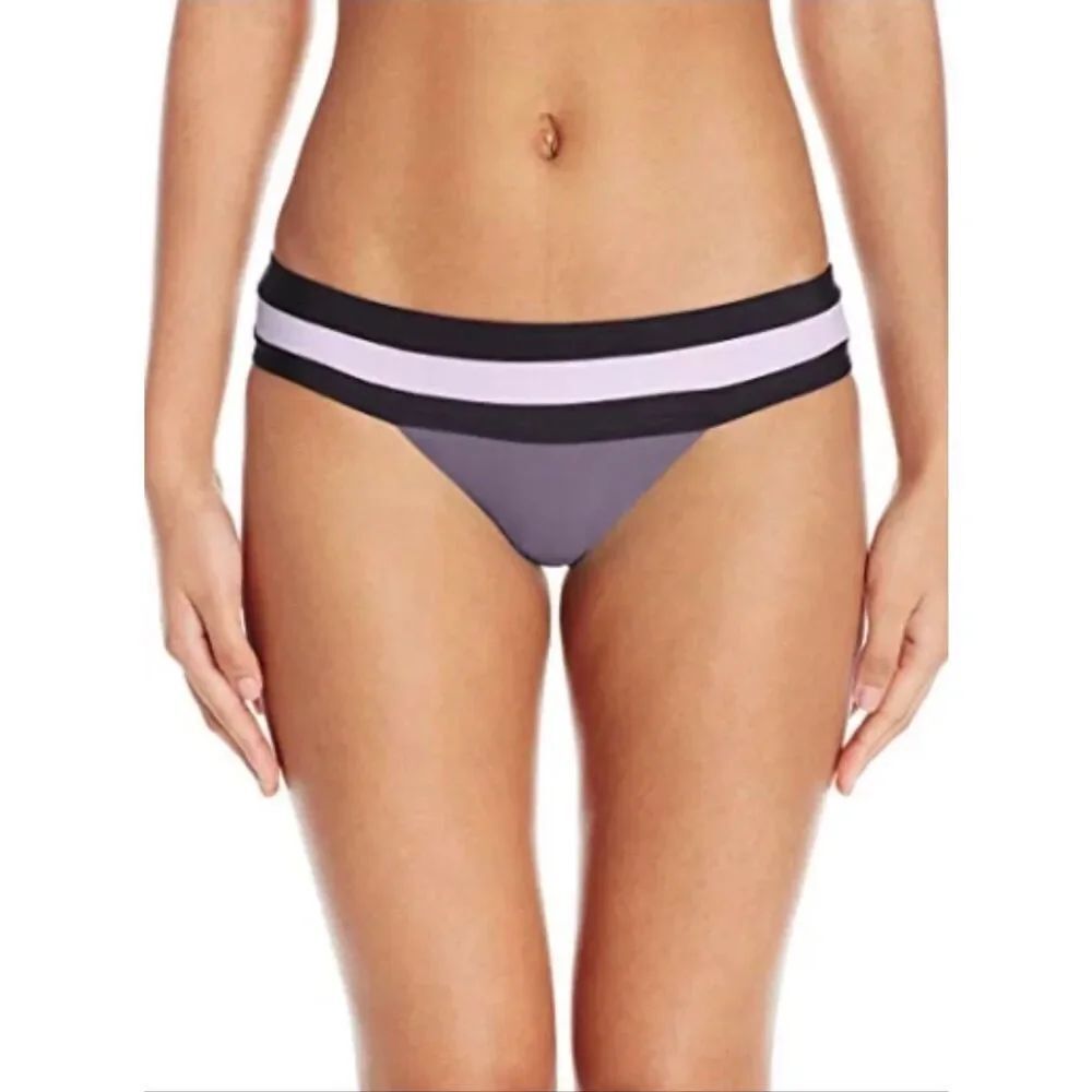 Pilyq NEW size S purple swim bikini bottoms teeny banded color block